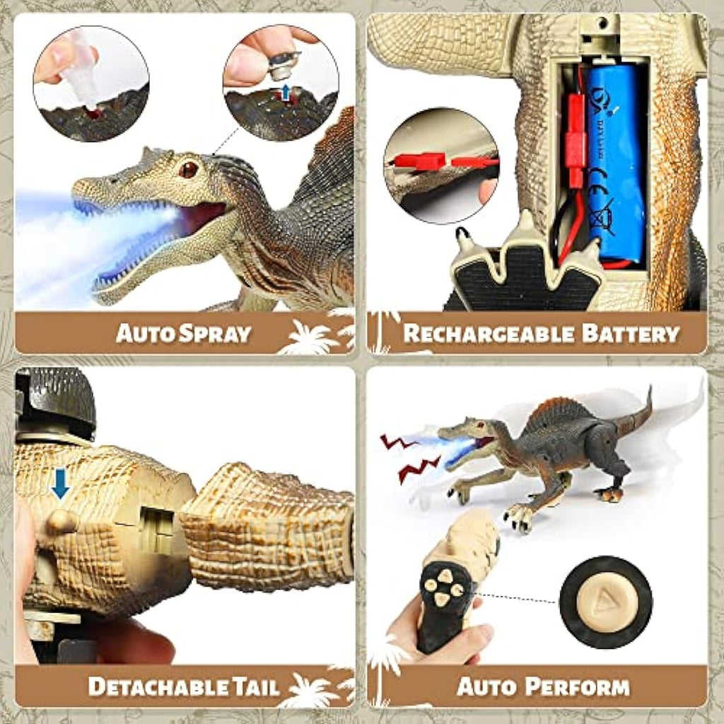 FRUSE Remote Control Spinosaurus – RC Dinosaur Robot with Mist & Light