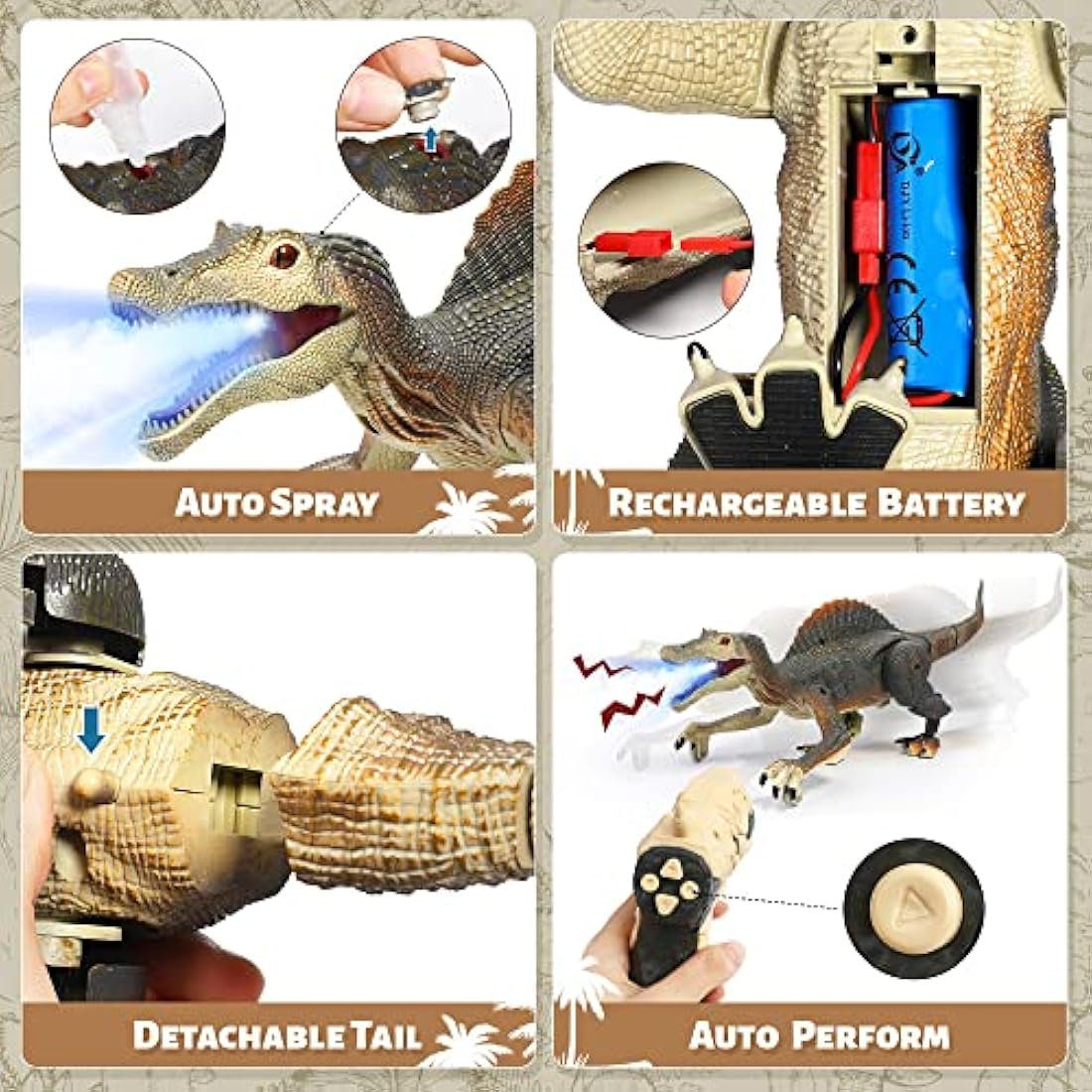 FRUSE Remote Control Spinosaurus – RC Dinosaur Robot with Mist & Light