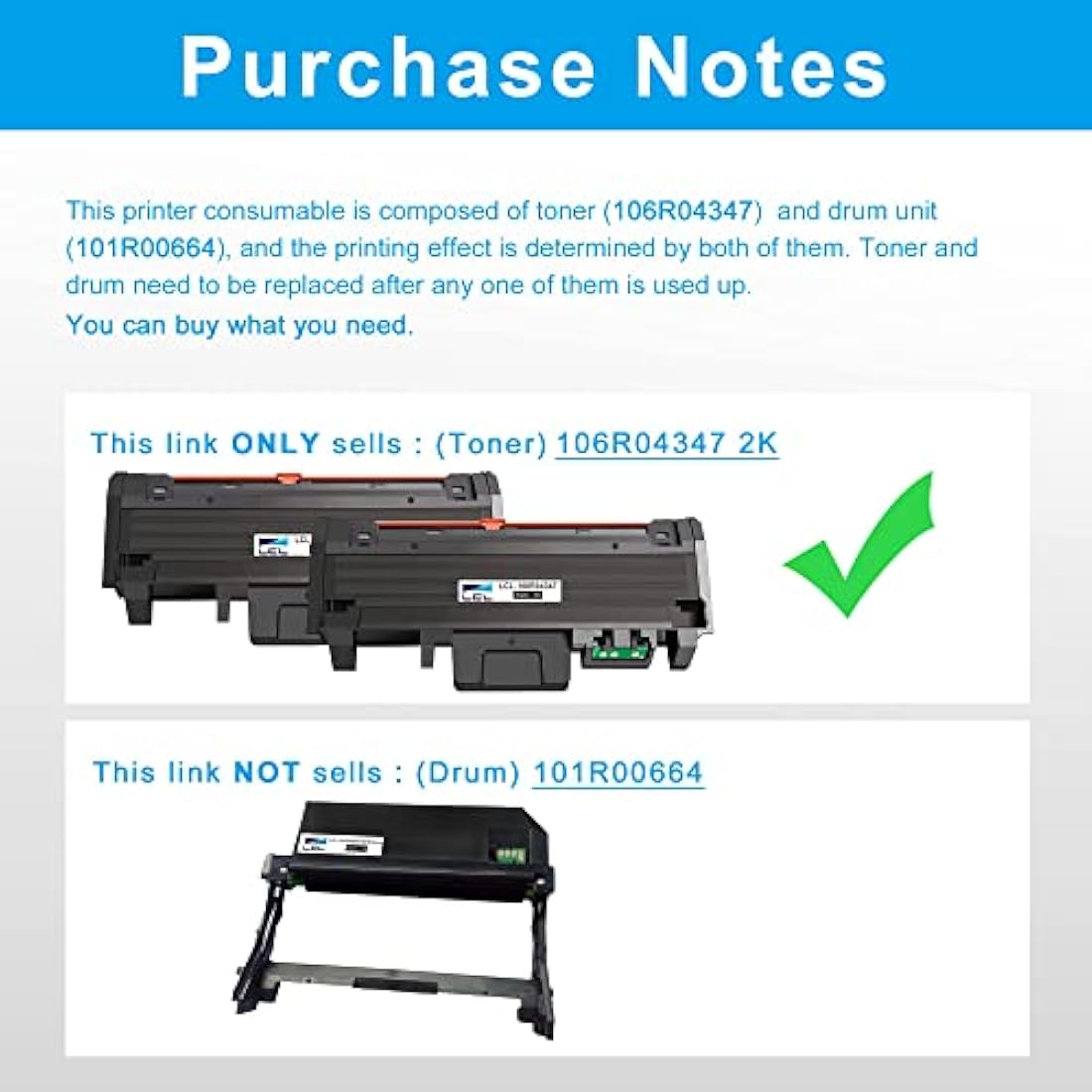 LCL 106R04347 Toner Cartridge for Xerox B205 B210 B215 Printers (2-Pack)