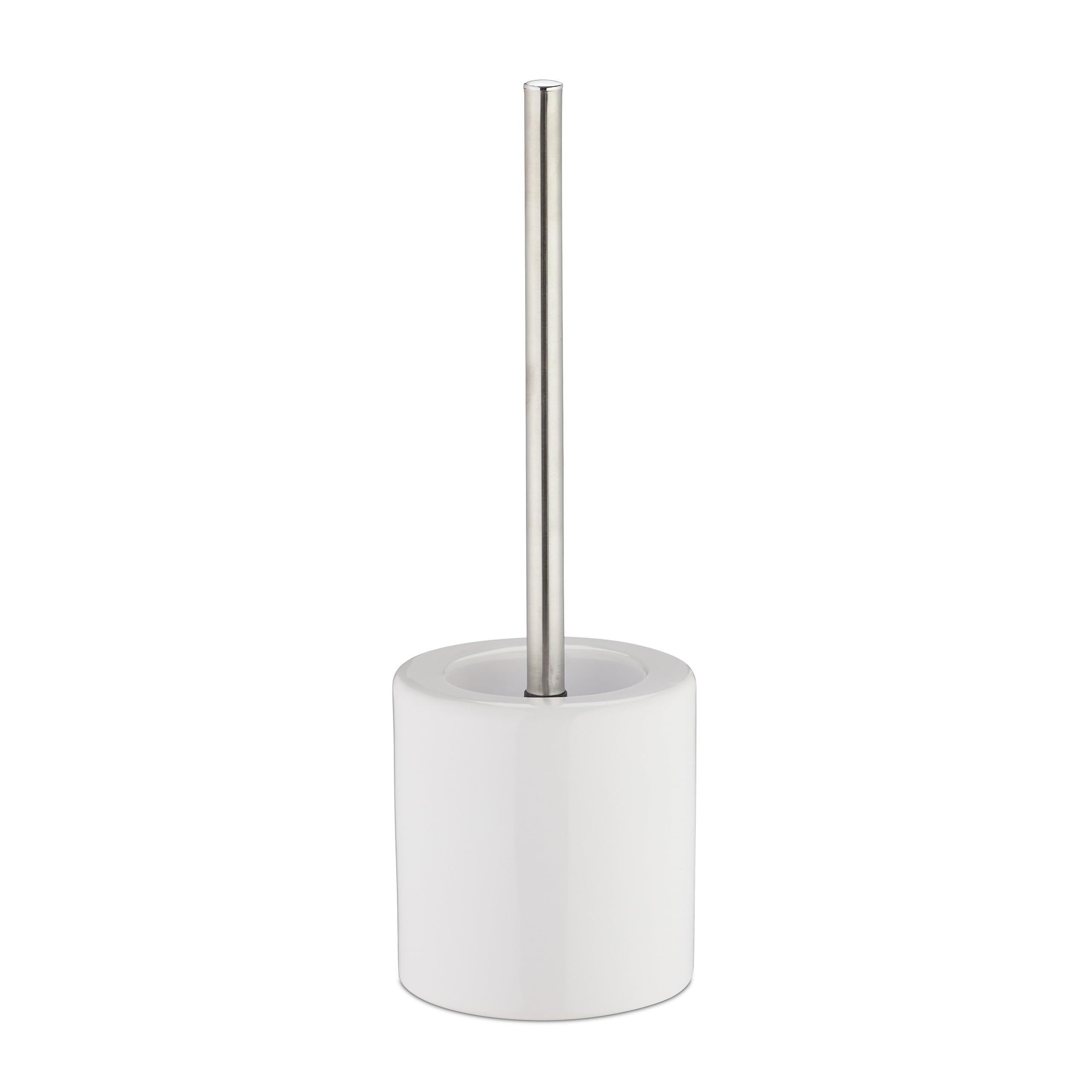 Relaxdays Ceramic Toilet Brush Holder Set – White Bathroom Accessory