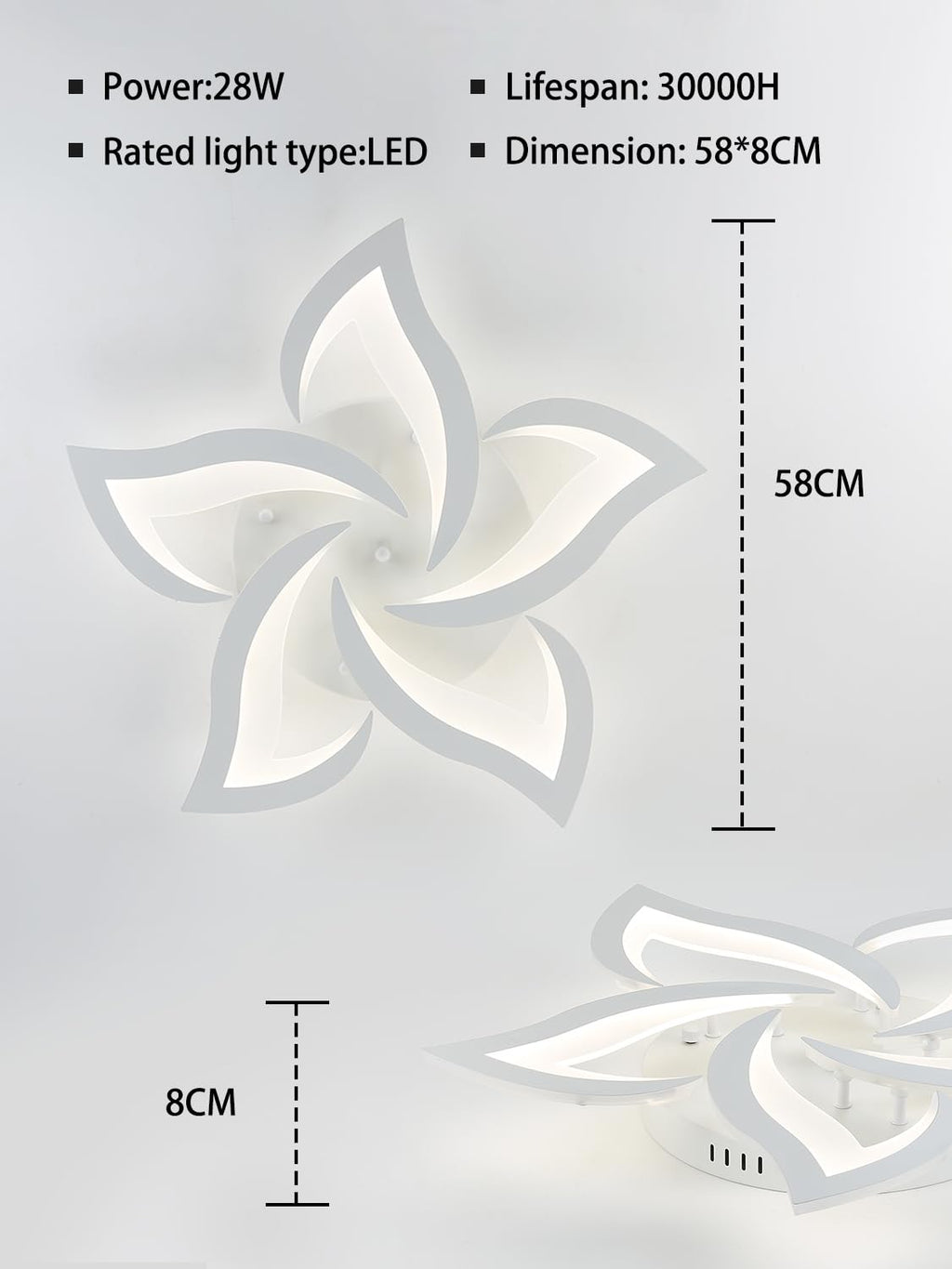 Modern Petal LED Ceiling Light – 24W Dimmable Acrylic Lamp