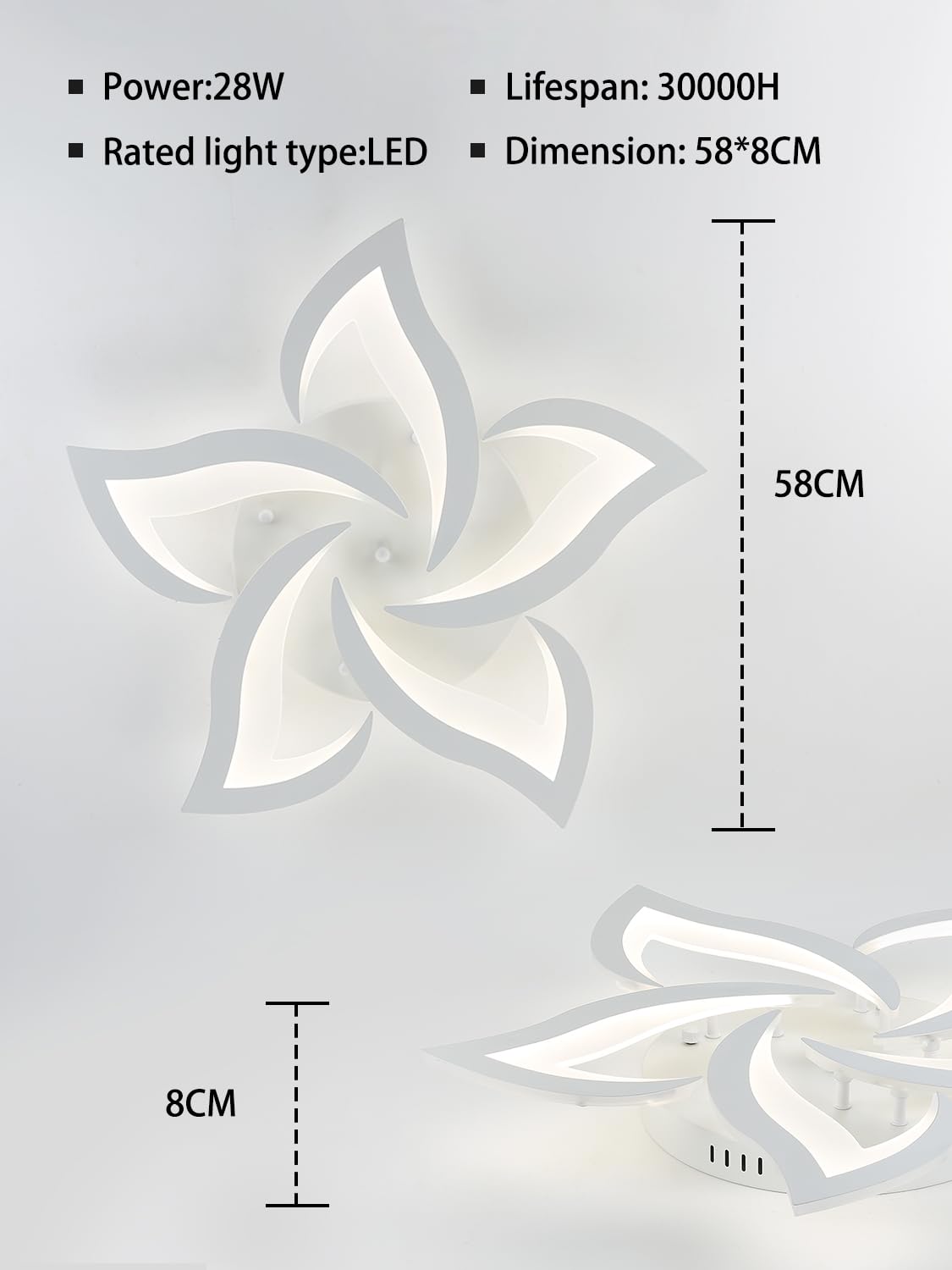 Modern Petal LED Ceiling Light – 24W Dimmable Acrylic Lamp
