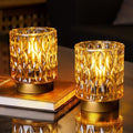 Battery Operated Glass Table Lamps with Timer – Set of 2