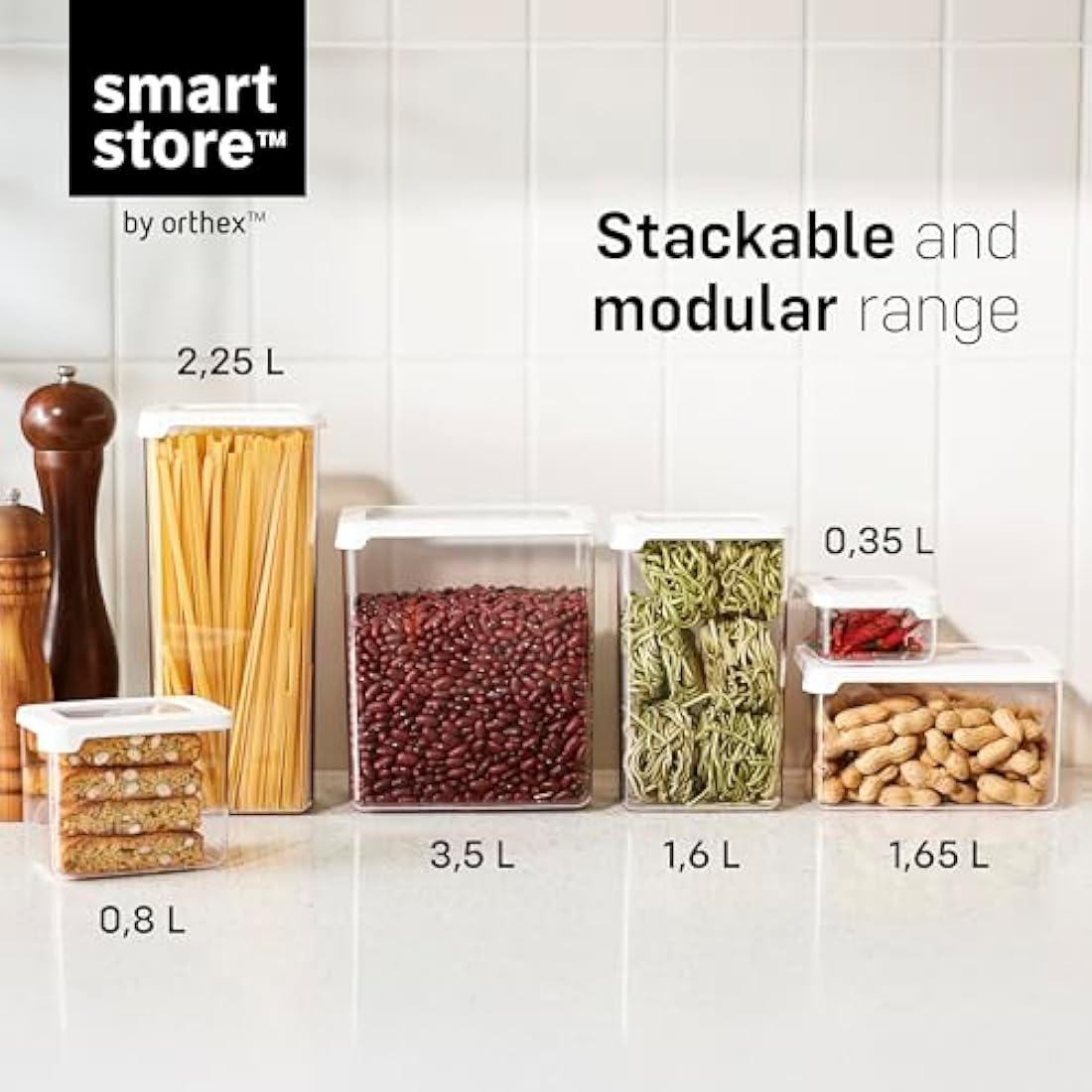 SmartStore Airtight Dry Food Containers – 3.5L Bio-Based Plastic Set of 4