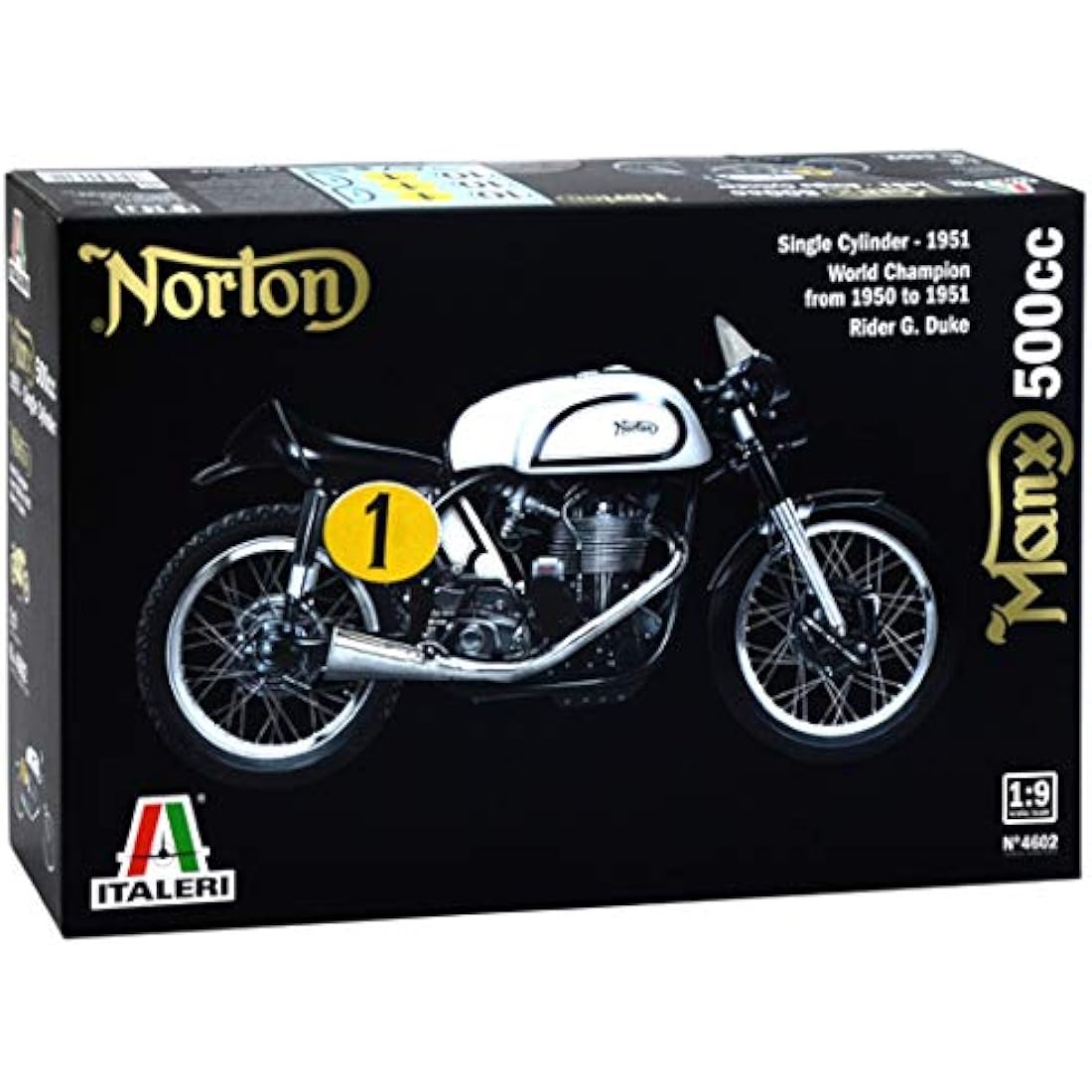 Italeri Norton Manx 1:9 Scale Motorcycle Model Kit - Detailed Replica