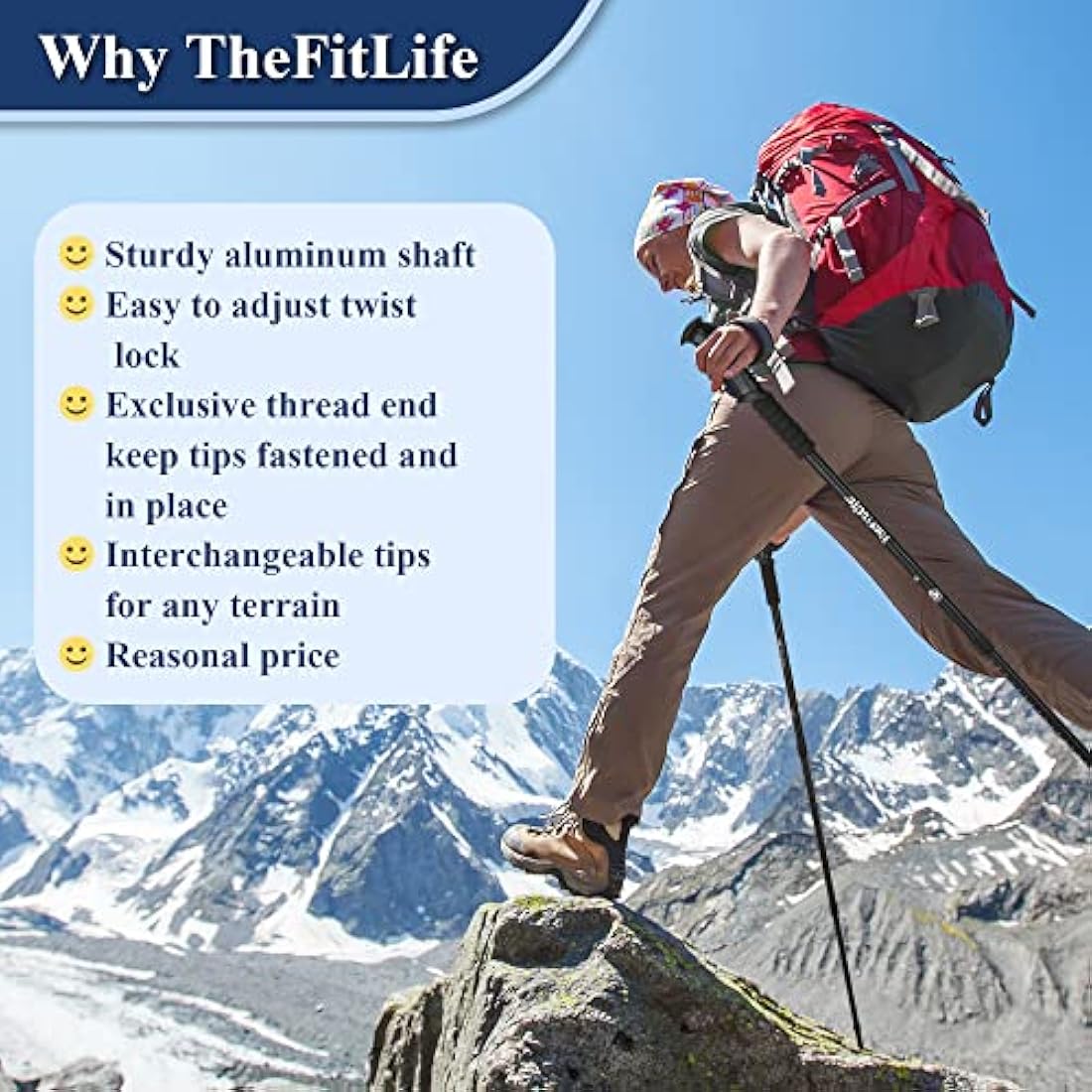 TheFitLife Aluminum Trekking Poles – Collapsible Ultralight Hiking Sticks
