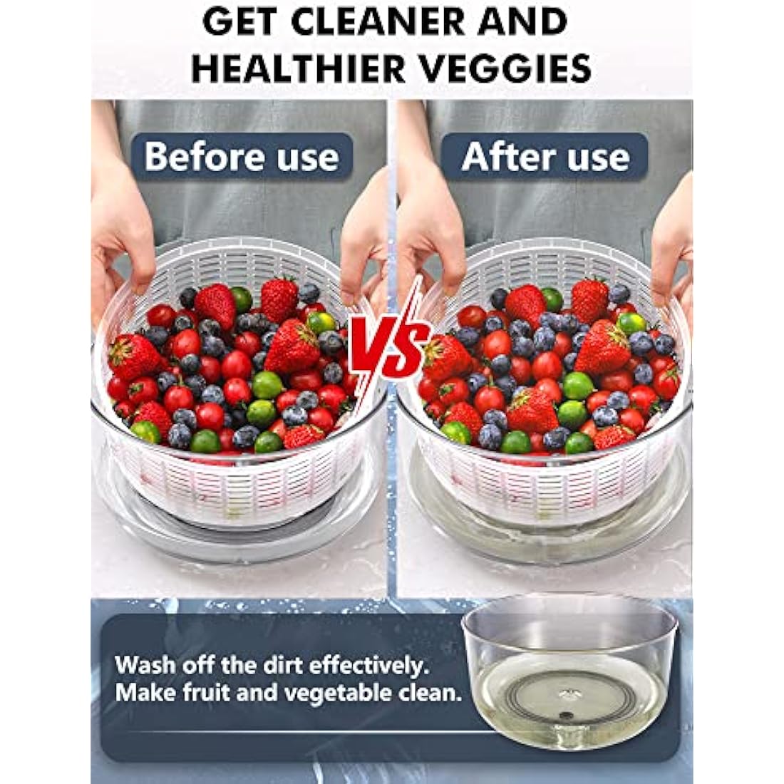 5L Salad Spinner – BPA-Free Lettuce Washer and Dryer