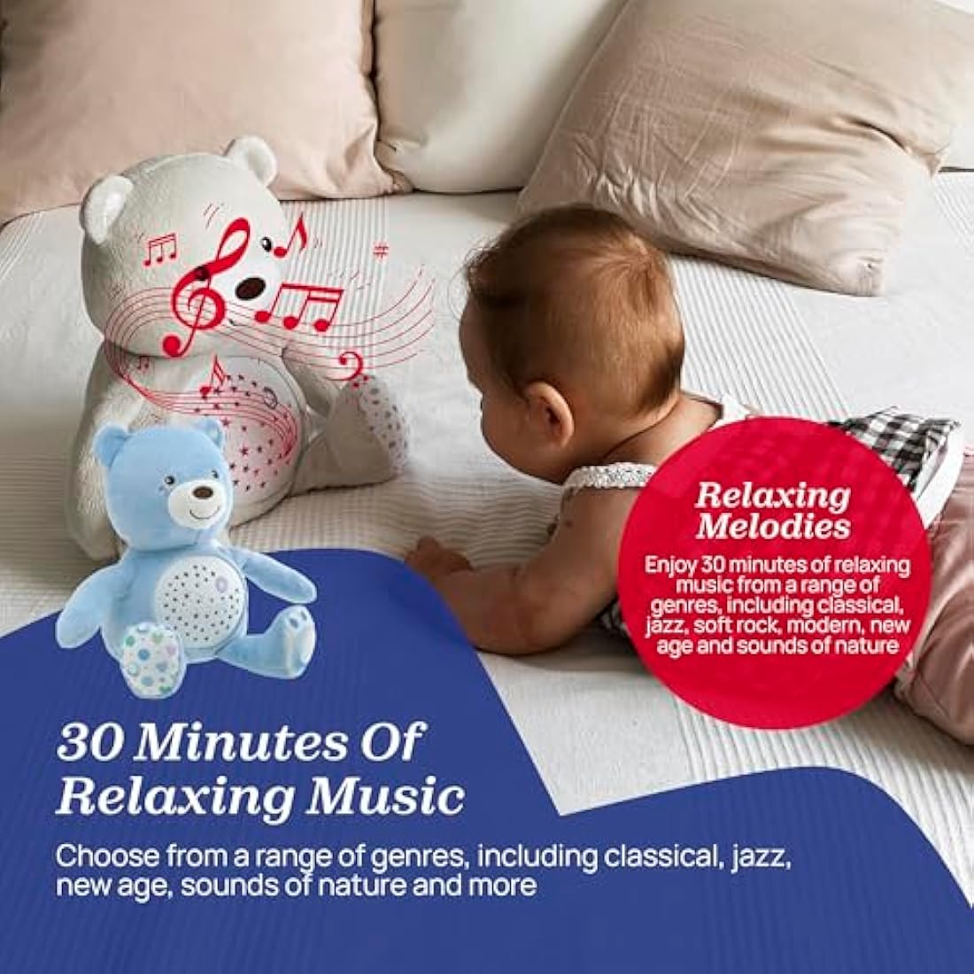 Chicco First Dreams Baby Bear - Musical Night Light Projector, Blue