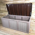 Starplast Rattan Style Garden Storage Box - 634L Lockable Outdoor Chest