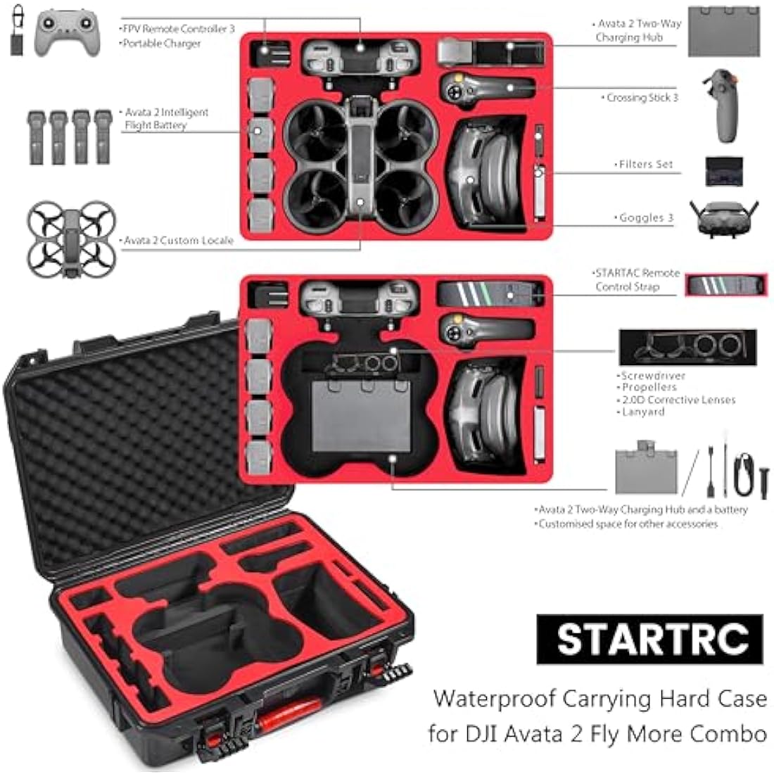 STARTRC DJI Avata 2 Waterproof Hard Case | Fly More Combo Storage