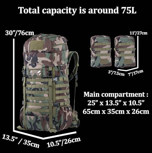 BACKFERRY 75L Tactical Backpack | Internal Frame & MOLLE System