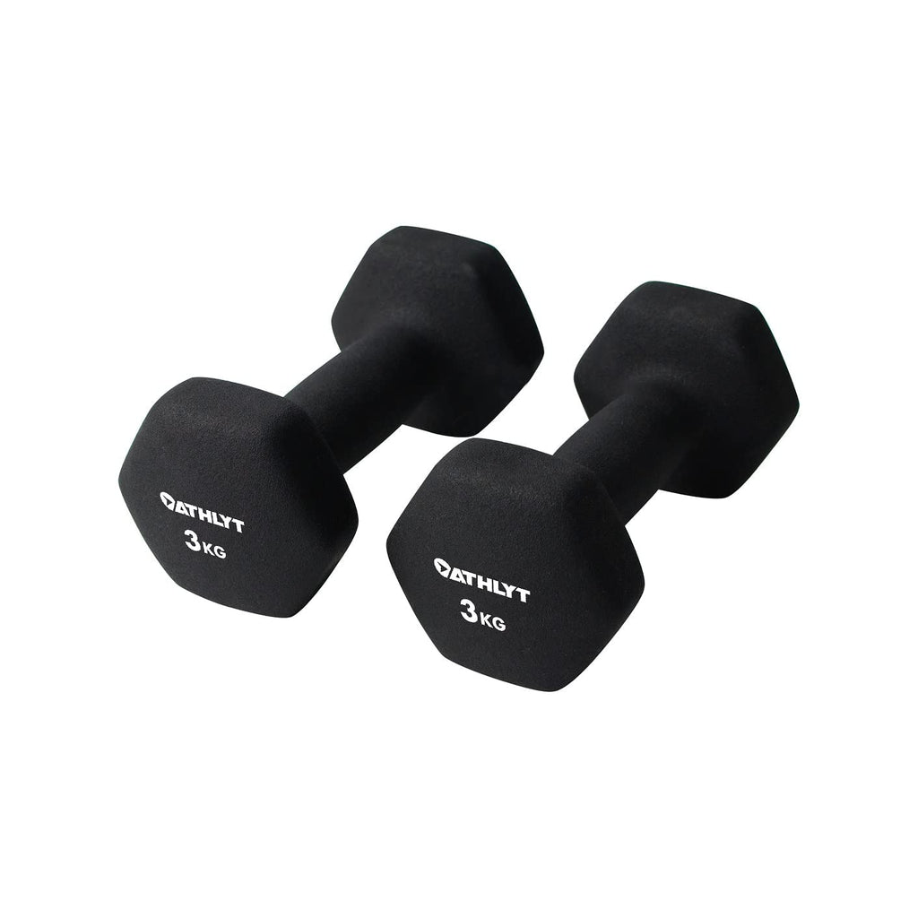 Athlyt Neoprene Dumbbell Weights – 3kg Hexagonal Hand Weights, Set of 2