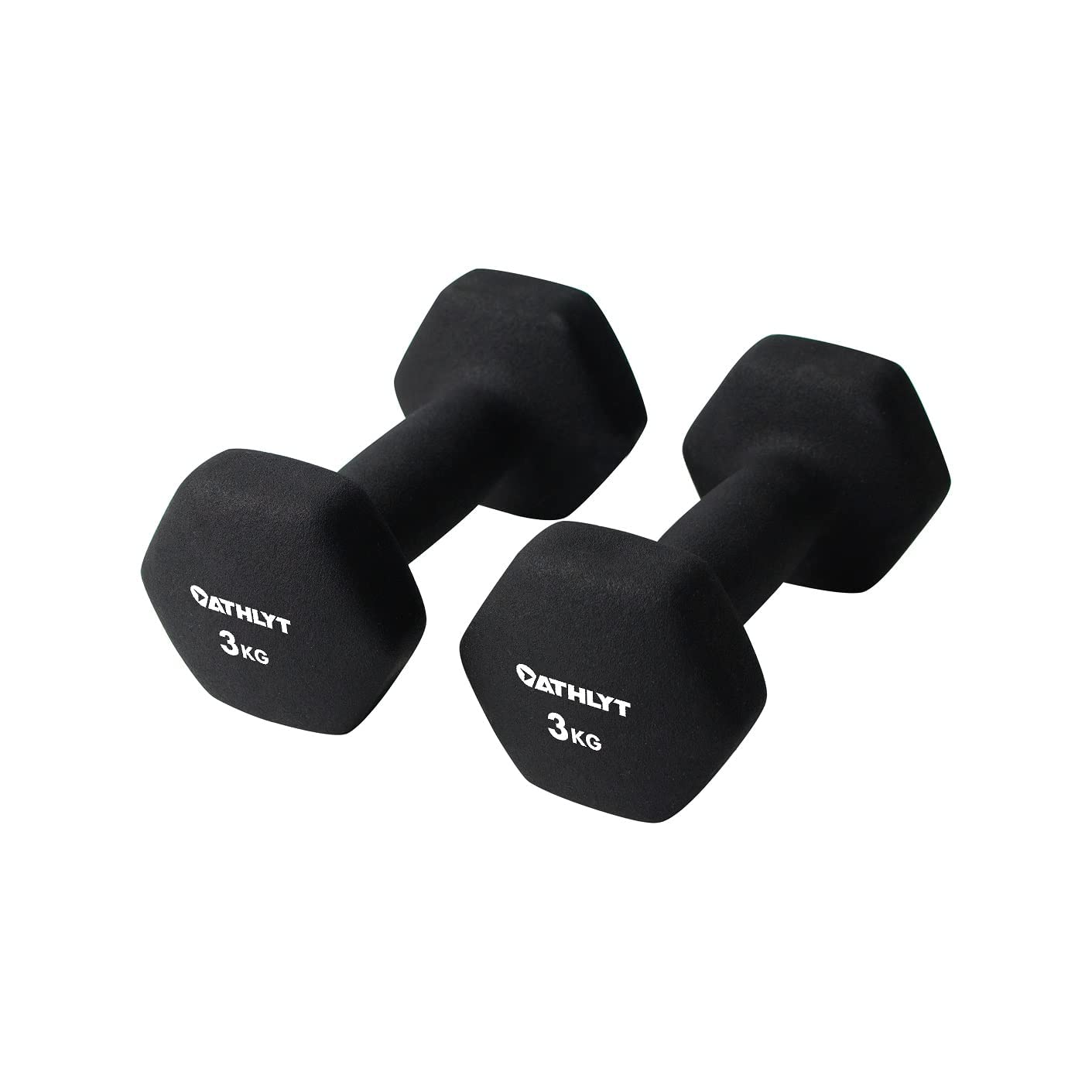 Athlyt Neoprene Dumbbell Weights – 3kg Hexagonal Hand Weights, Set of 2