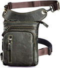 Le'aokuu Mens Genuine Leather Motorcycle Drop Leg Bag | Waist Pack