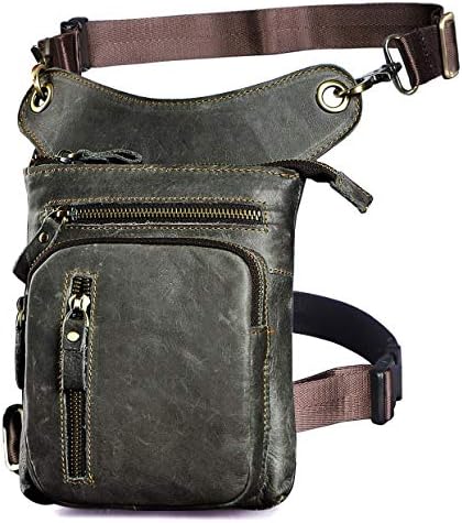 Le'aokuu Mens Genuine Leather Motorcycle Drop Leg Bag | Waist Pack