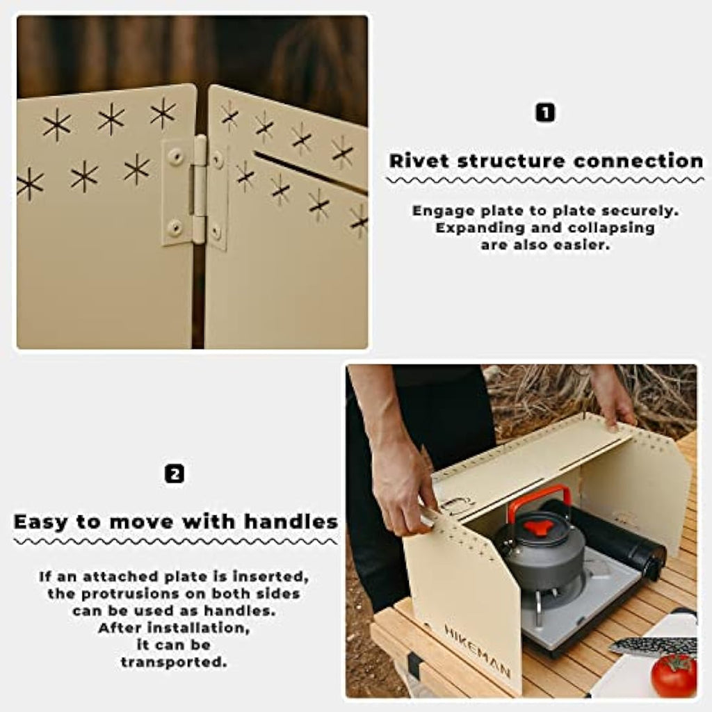 HIKEAMN Folding Gas Stove Windshield – Aluminum Camping Windscreen