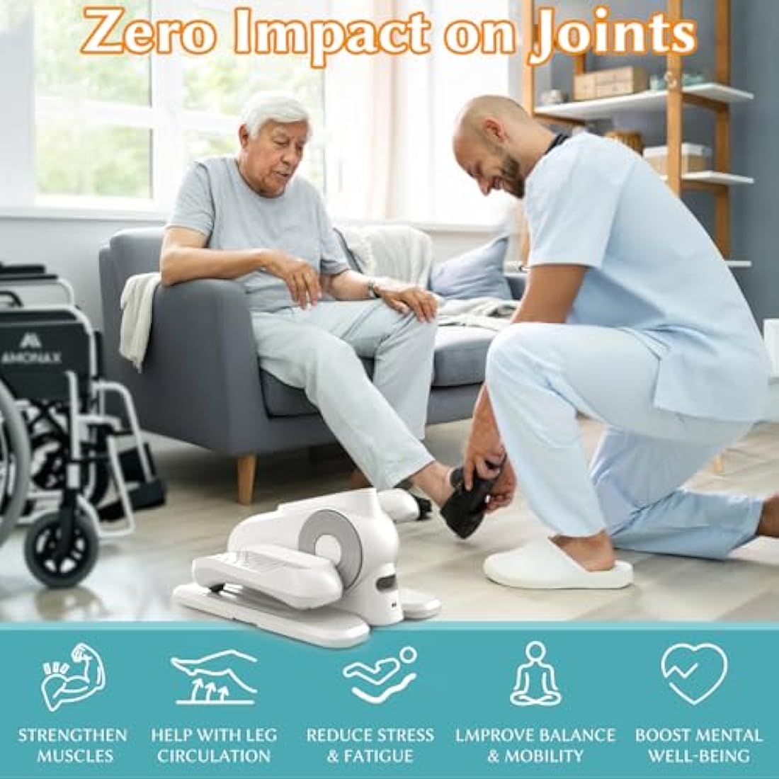 Amonax Electric Seated Pedal Exerciser – Under Desk Elliptical Machine