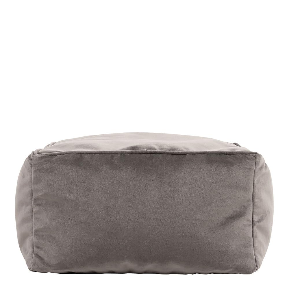 icon Amara Velvet Bean Bag Footstool | Charcoal Grey Square Pouffe