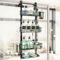 HapiRm 4-Tier Over Door Shower Caddy – Stainless Steel Organizer, Black
