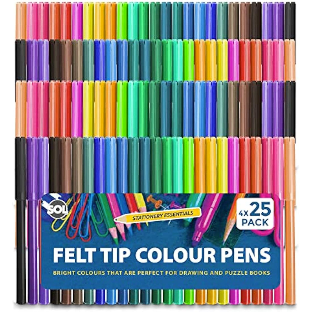 100 Felt Tip Colouring Pens for Adults and Kids – Art Markers