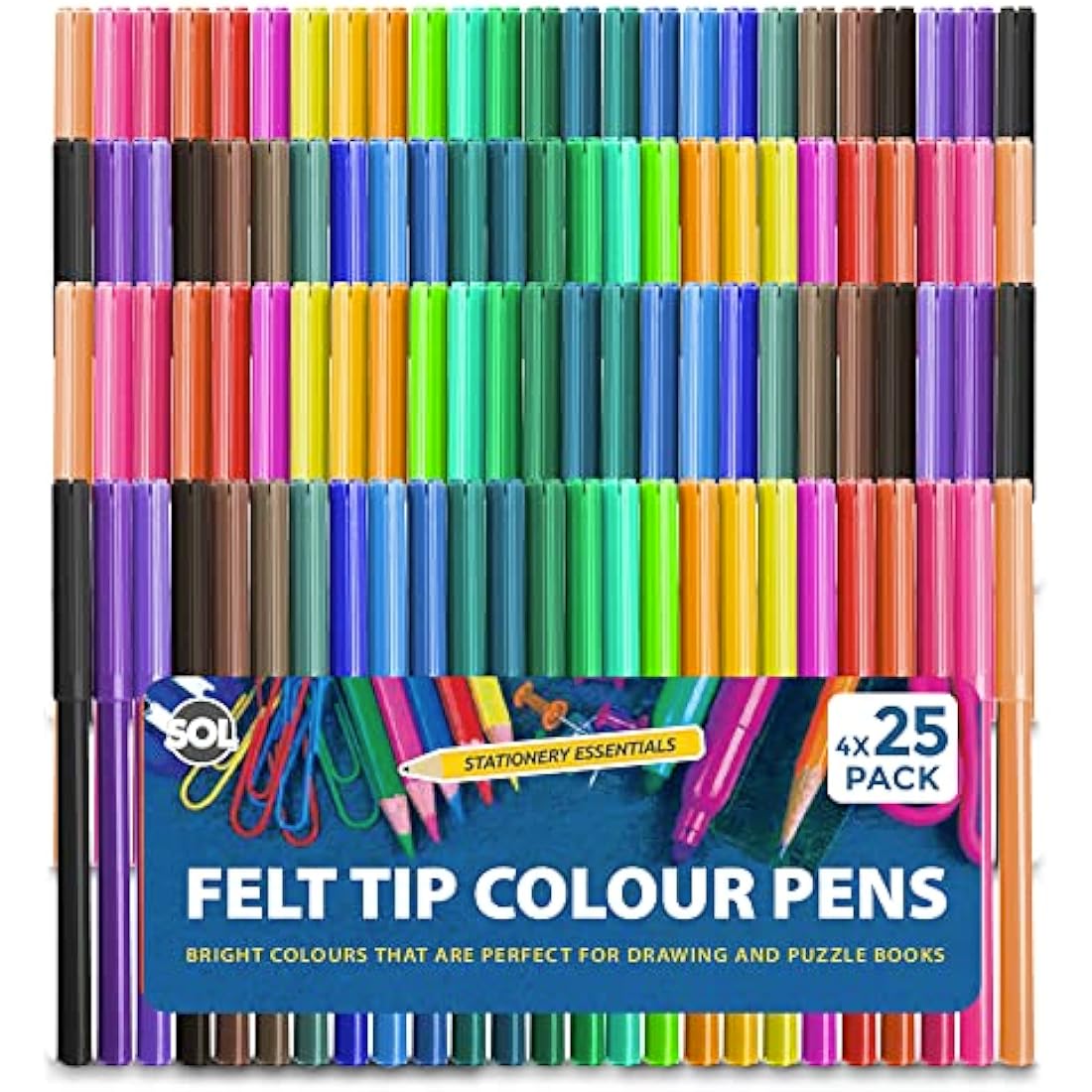 100 Felt Tip Colouring Pens for Adults and Kids – Art Markers