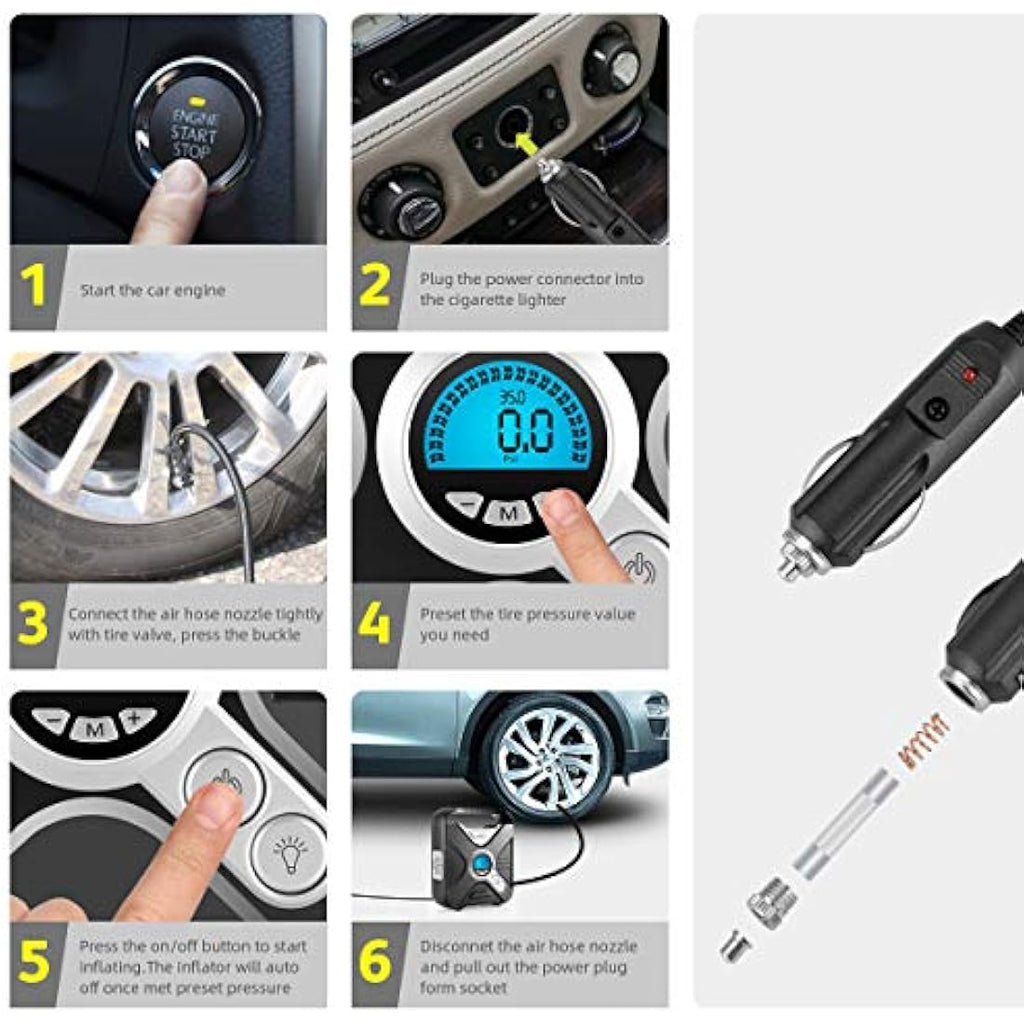 WindGallop Car Tyre Inflator | 12V Digital Air Compressor with LED Light