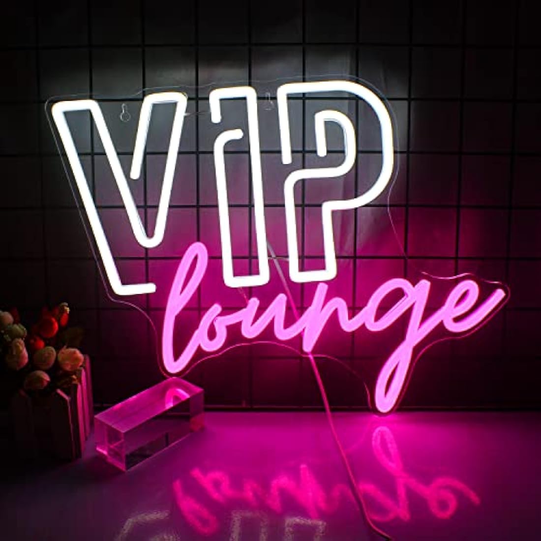 Jolof Store VIP Lounge Neon Sign | Pink & White LED Wall Decor