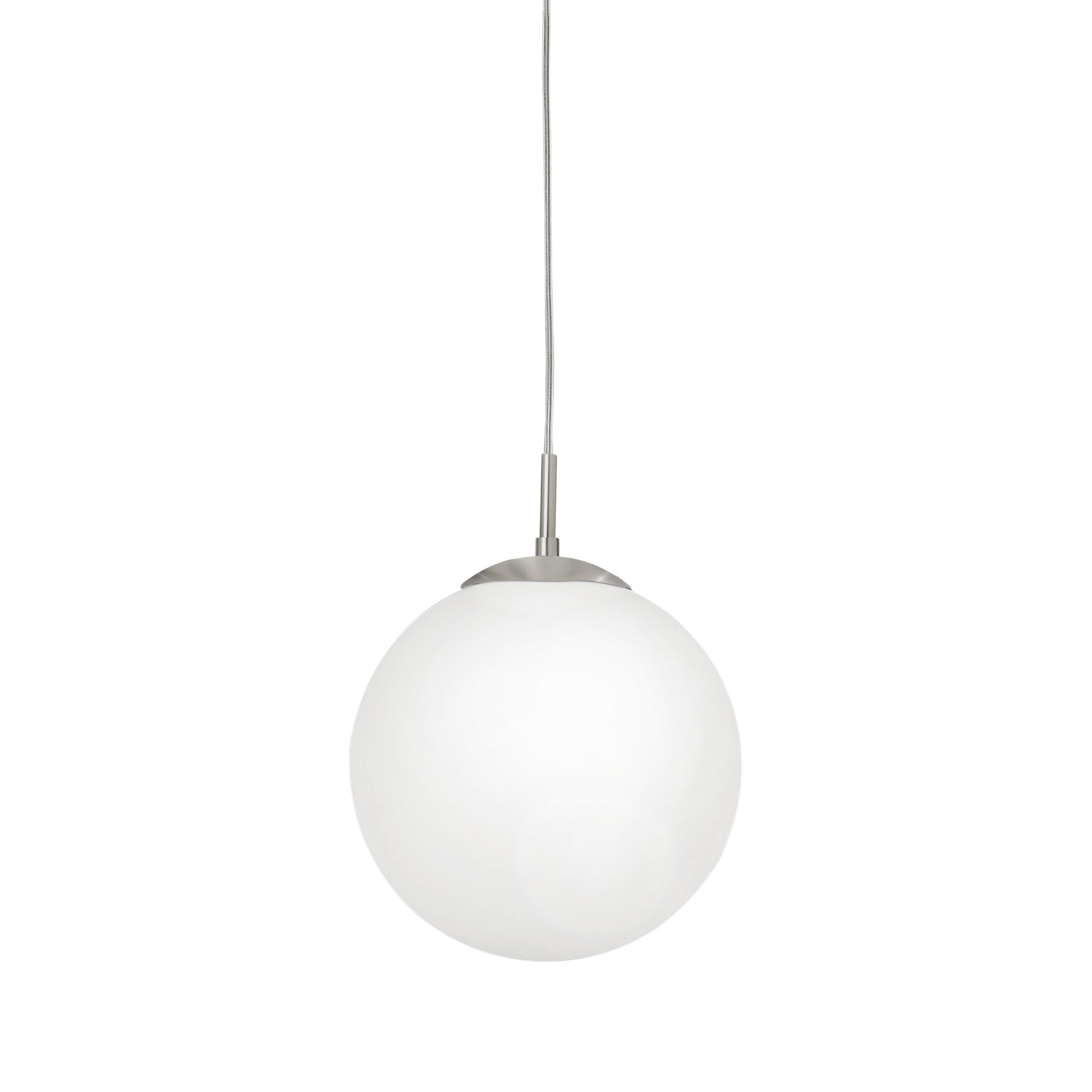EGLO Rondo Pendant Lamp – 9.8" White Opal Glass & Matt Steel Light