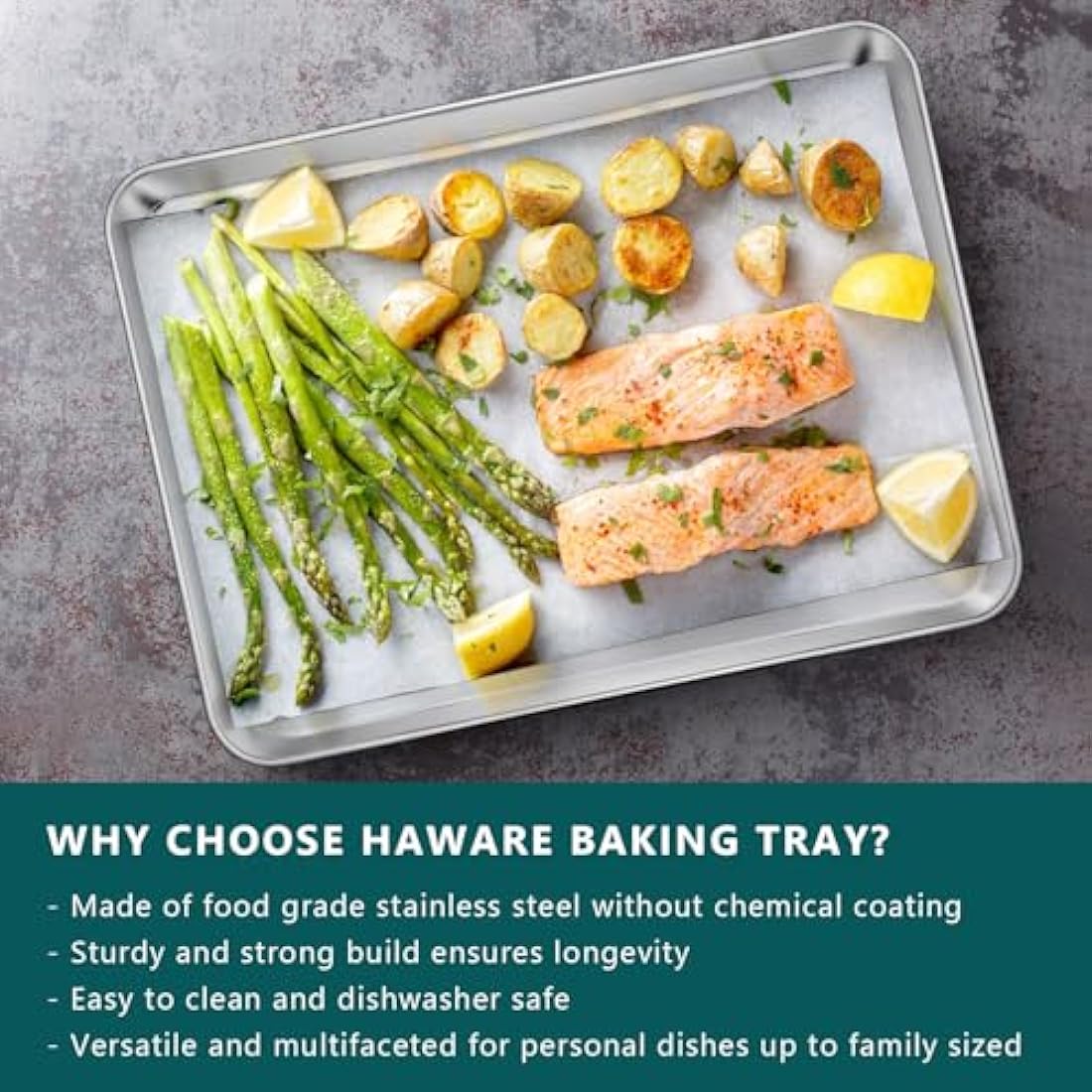 HaWare Stainless Steel Baking Tray Set | 3-Piece Large Cookie Sheets