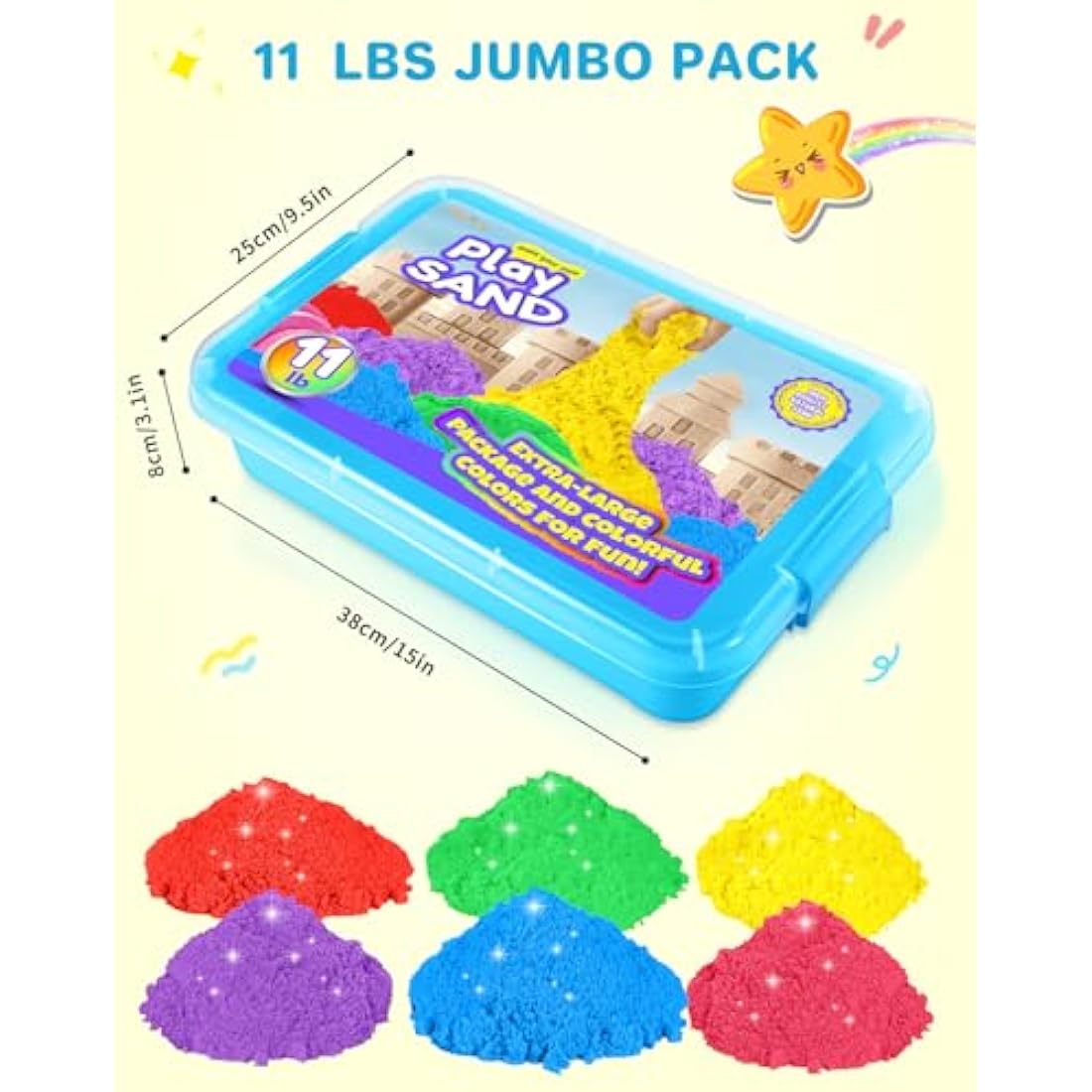 AtMini Play Sand Kit - 5kg Magic Sand with 6 Colors and Sensory Tray