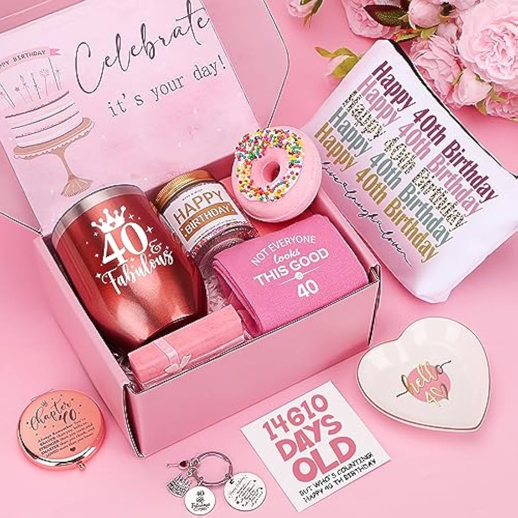Jolof Store 40th Birthday Gift Hamper for Her – 10pc Spa & Wine Pamper Box