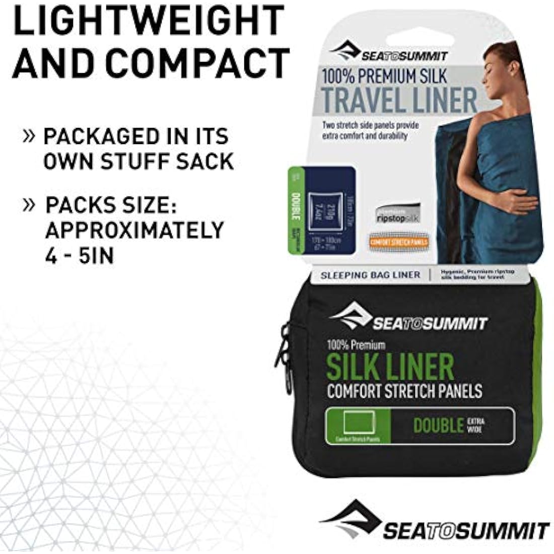 Sea to Summit Silk Sleeping Bag Liner – Elastic Mummy Hooded Inlett