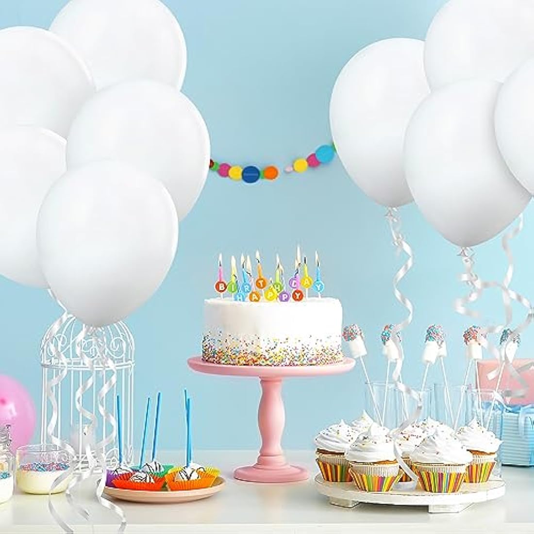 Ainiv 60 PCS Matte White Latex Balloons | 12 Inch Party Decorations