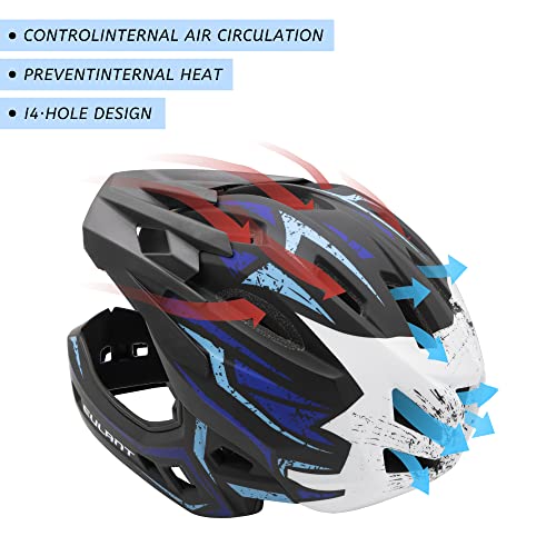 ONTYZZ Kids Full Face Bicycle Helmet with Detachable Chin Guard & Visor