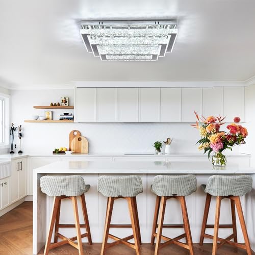 Finktonglan Modern Crystal LED Ceiling Light – Dimmable Flush Mount