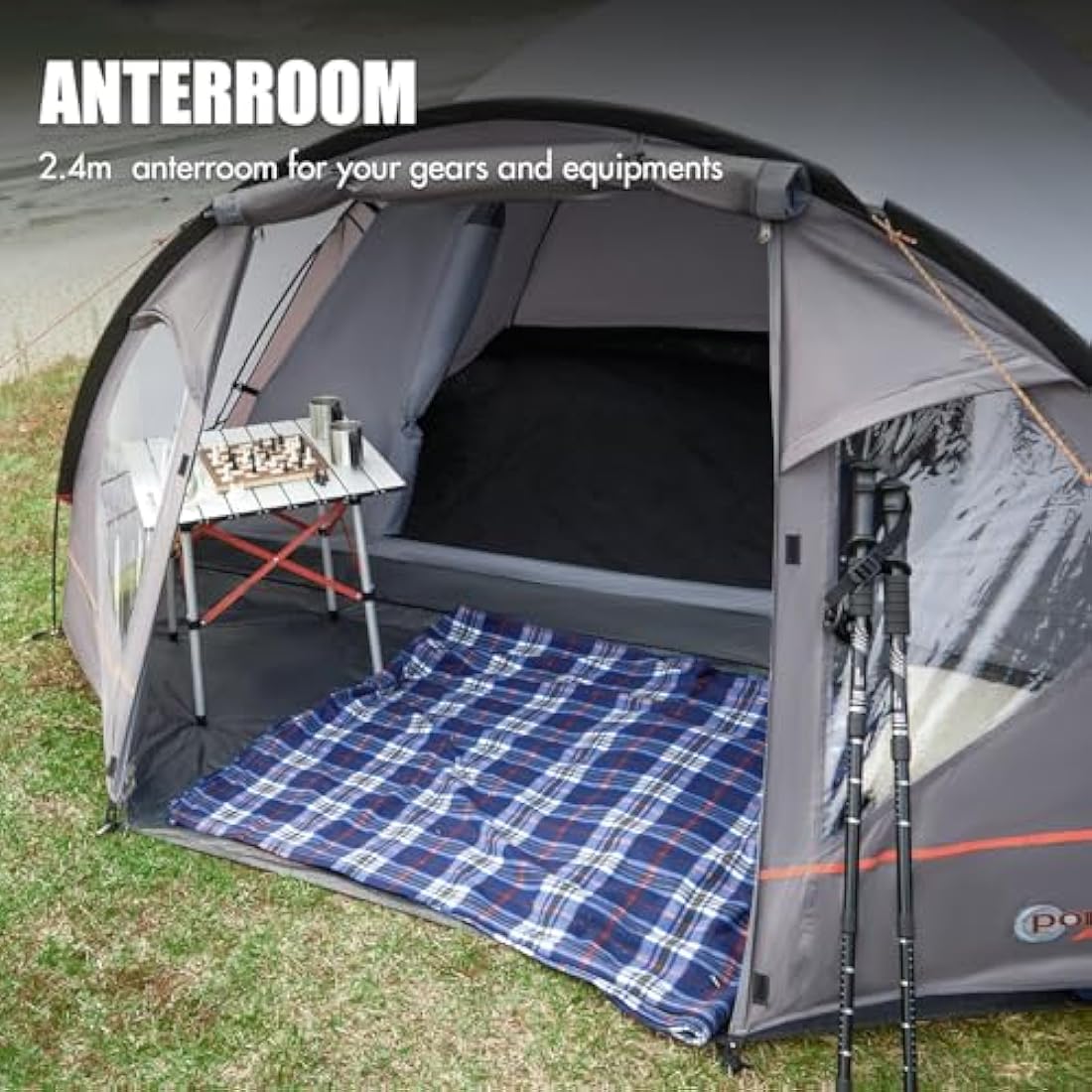 Portal 3-4 Person Waterproof Dome Tent with Porch and Mesh Door