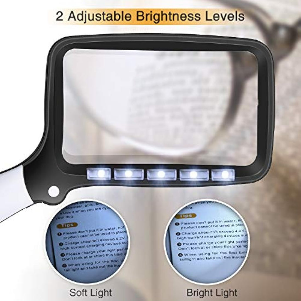 LED Rectangular Magnifying Glass – Foldable 2X Reading Magnifier