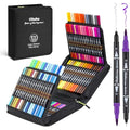 Ohuhu Dual Tip Brush Pens - 100 Colours Art Markers with Carrying Bag