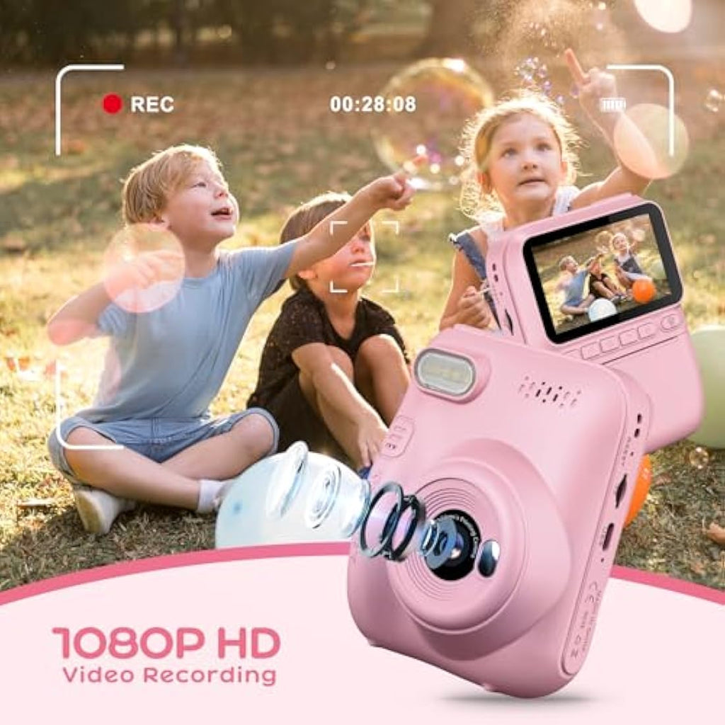 GREENKINDER Kids Instant Print Camera | 1080P Digital Toy with 32GB Card