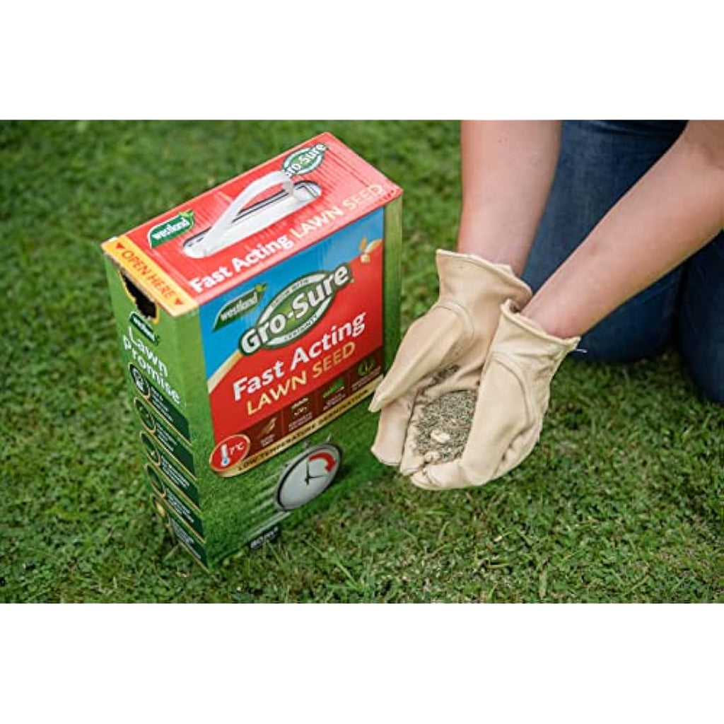 Gro-Sure Fast Acting Grass Lawn Seed – 900g Blue Coated Seed for 30m2