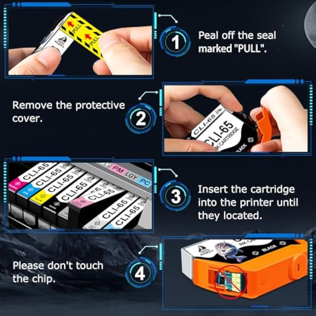 DOUBLE D CLI-65 Ink Cartridges for Canon PIXMA PRO-200, 8-Pack High Yield