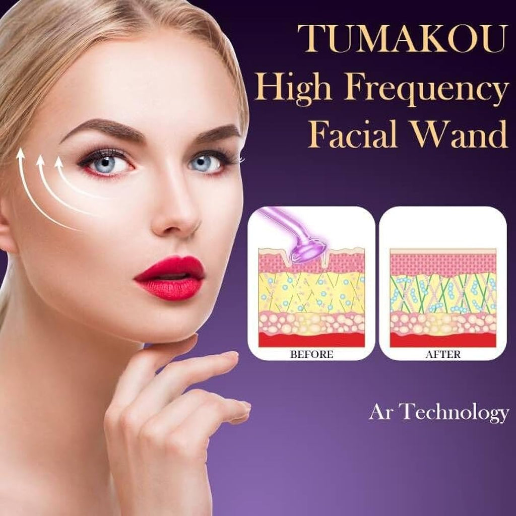 TUMAKOU 6-in-1 High Frequency Wand | Argon Purple Light Facial Machine