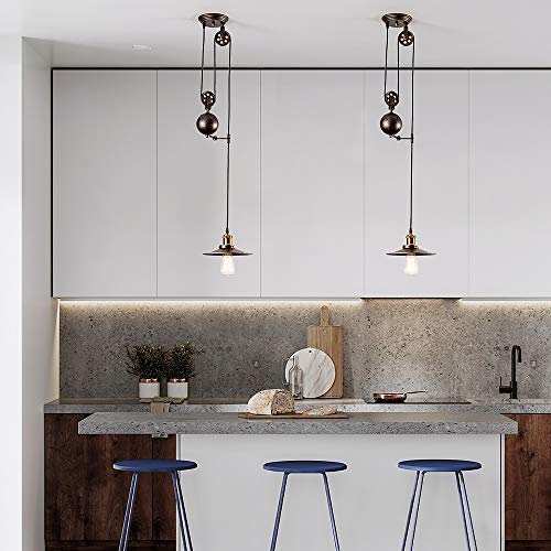 Jolof Store Industrial Pulley Pendant Light – Oil Rubbed Bronze
