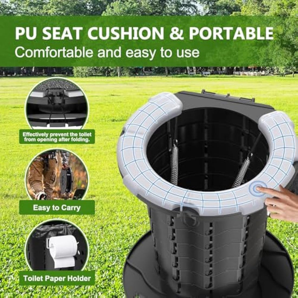 BLIKA Retractable Portable Toilet – Collapsible Camping Potty with PU Cushion