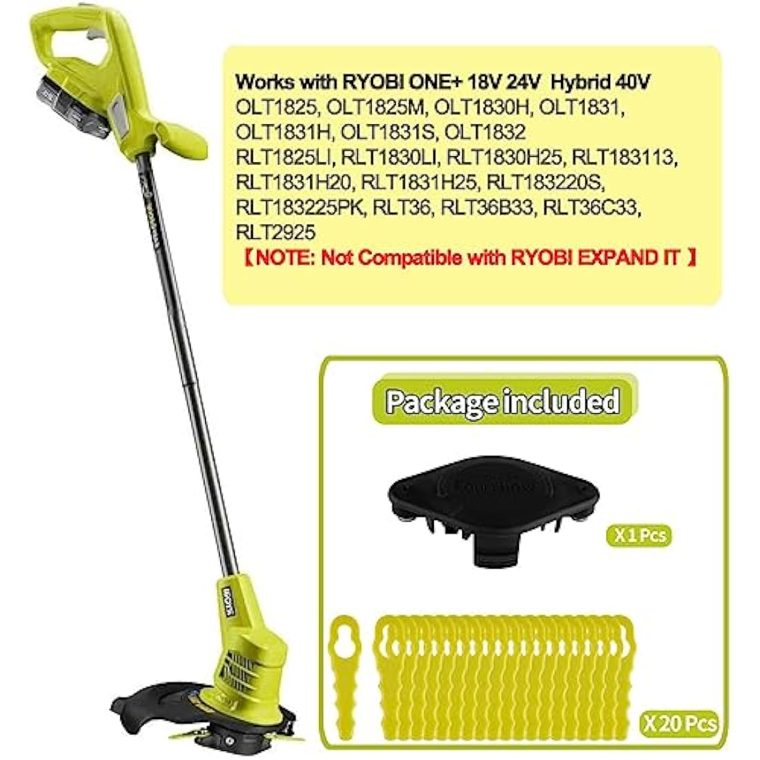 FourShow Bladed Trimmer Head with 20 Replacement Blades for Ryobi