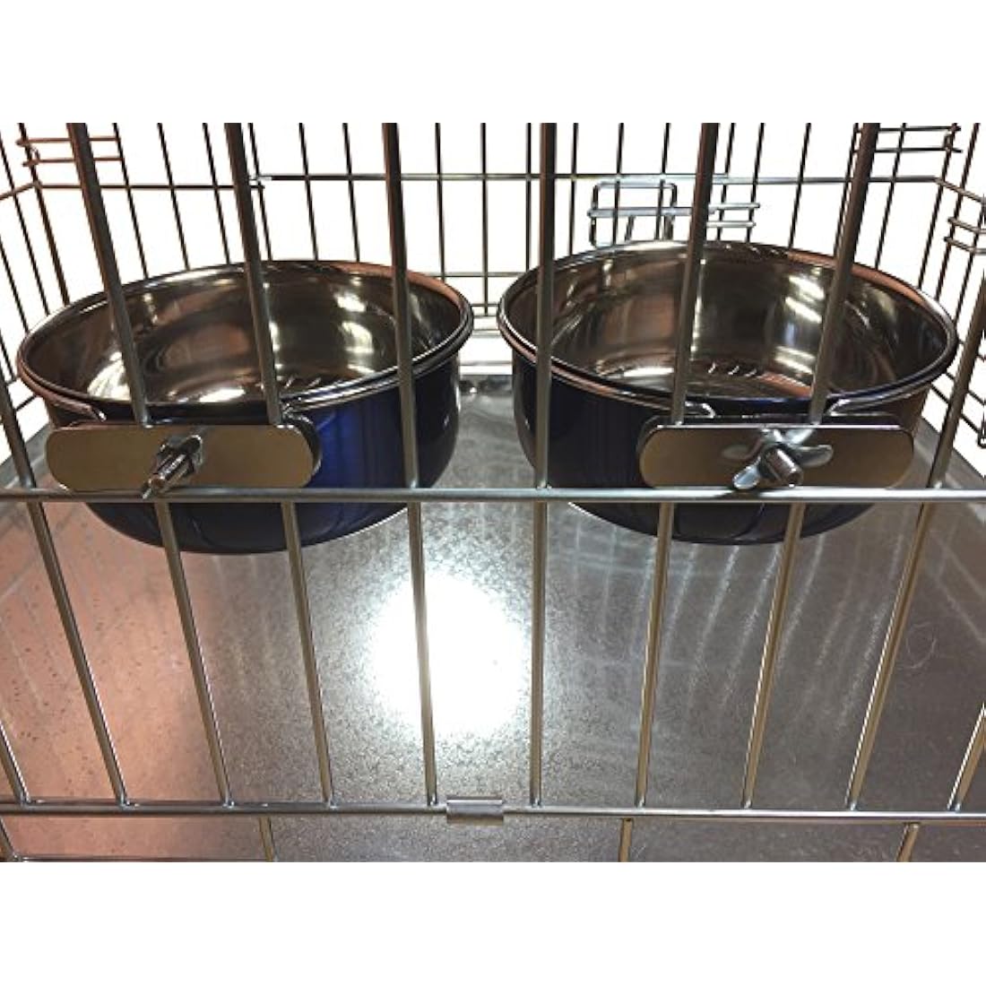 Ellie-Bo Dog Crate Bowls | 0.9L Blue Stainless Steel Bolt-On Pair