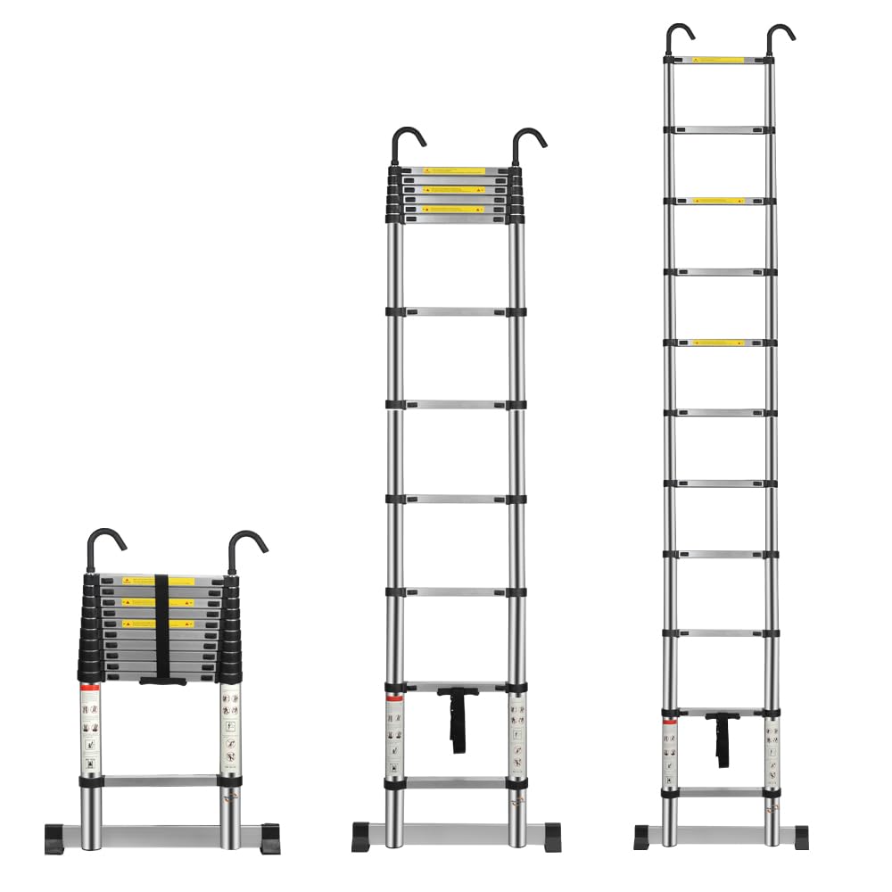 Multibao 3.2M Telescopic Aluminium Extension Ladder with Stabilizer Bar