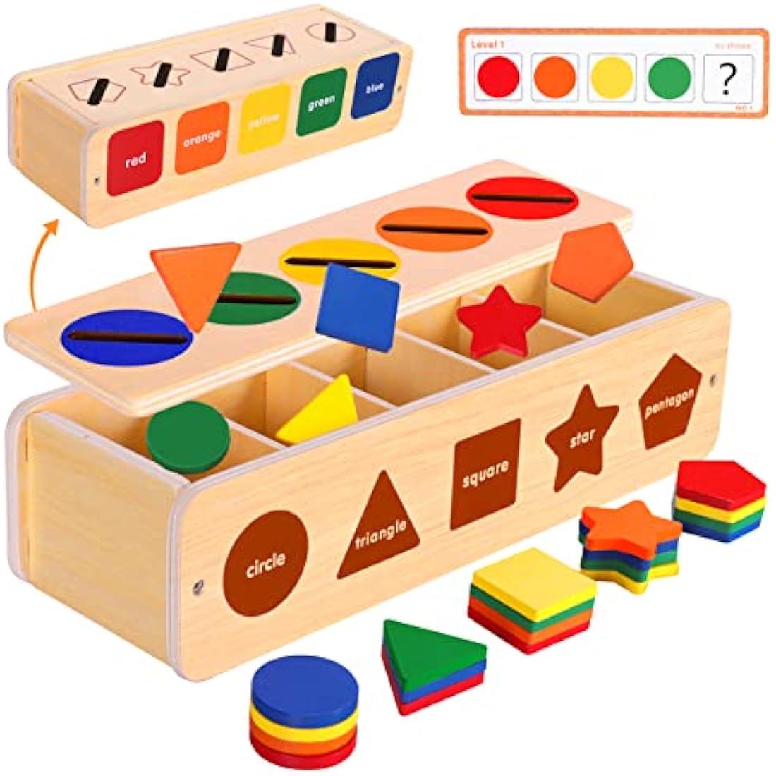 Wooden Montessori Shape Sorting Toy for Toddlers Age 2-3