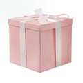 RUSPEPA Pink Collapsible Gift Box with Lid and Ribbon - 23x23x23 cm