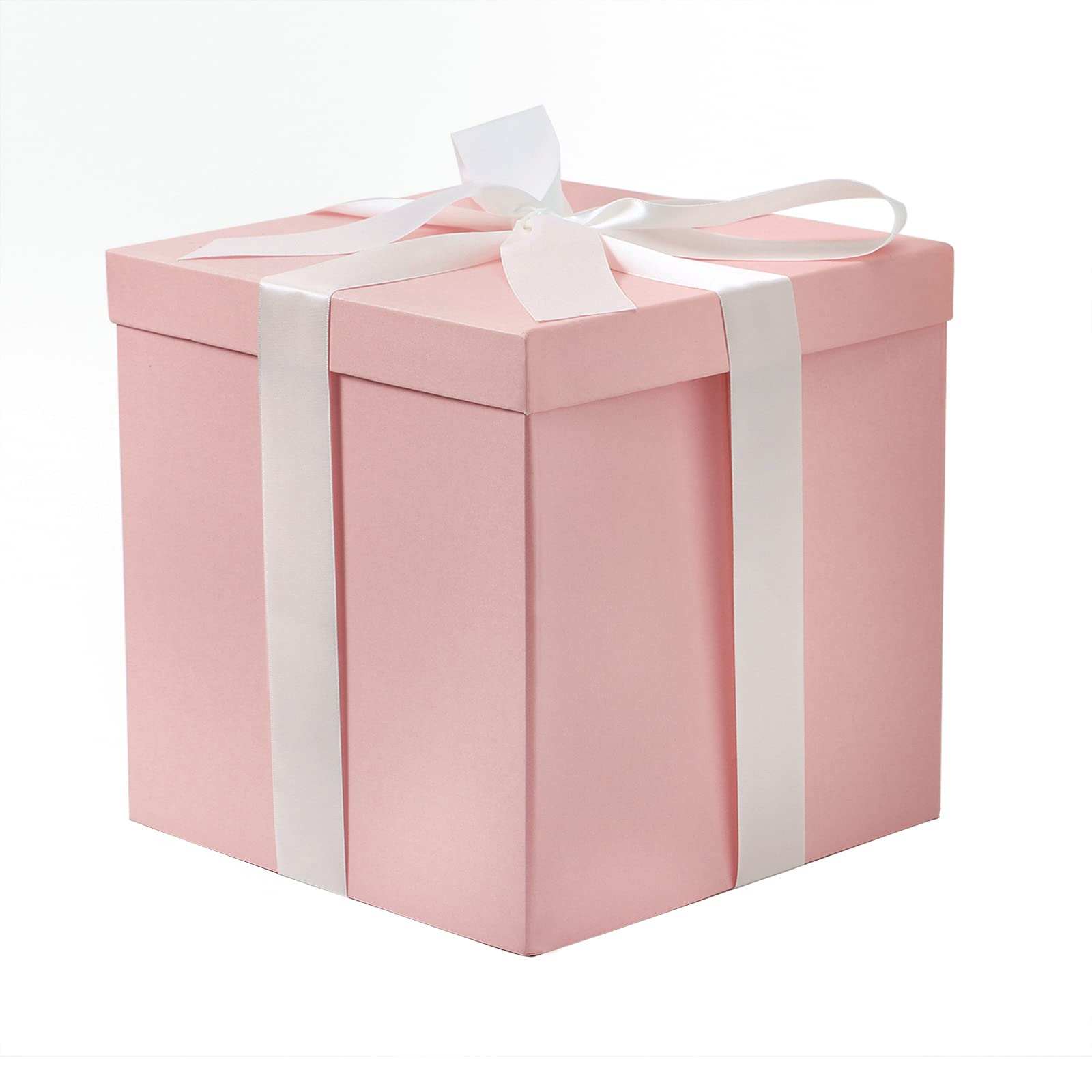 RUSPEPA Pink Collapsible Gift Box with Lid and Ribbon - 23x23x23 cm